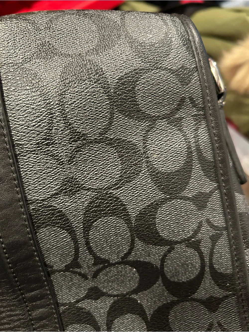 Coach Heritage Signature Messenger Bag Gray Black Flight Map Crossbody F71102